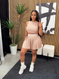 Women Sleeveless Top and Pleated Skirt Two-Piece Set