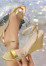 Women summer French wedge open-toe high-heeled sandals heels