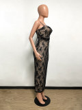 Women backless lace-up maxi dress