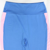 Women Casual Color Block Round Neck Top and Pant Two-Piece Set