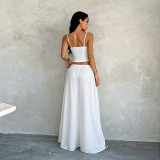 Women Sexy Strapless Crop Top and Skirt Two-piece Set