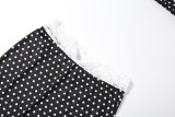 Women Spring Sexy Strapless Lace Top and Polka Dot Skirt Two-piece Set