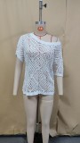 Women spring/summer V-neck diamond hollowed-out bat sleeves beach bikini top
