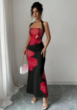 Women summer Halter Neck print dress