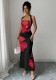 Women summer Halter Neck print dress