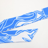 Women Halter Neck Sleeveless Printed Jumpsuit with Belt