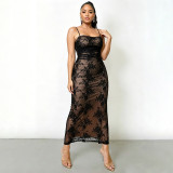 Women backless lace-up maxi dress