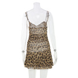 Women Sexy V-neck Camisole Leopard Print Dress