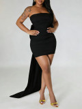 Women Detachable Large Bow Strapless Backless Formal Party Dress