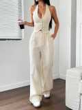 Women Summer Women Tie Vest and Two-piece Pant Set