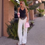 Women French Summer Lace-up Sexy Halter Neck Top