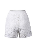 Women Hollowed-Out Patchwork Shorts
