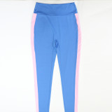 Women Casual Color Block Round Neck Top and Pant Two-Piece Set
