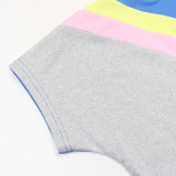 Women Casual Color Block Round Neck Top and Pant Two-Piece Set