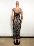 Women backless lace-up maxi dress