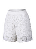 Women Hollowed-Out Patchwork Shorts