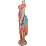 Women Sexy Beach Print Dress