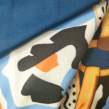 Women Printed Zipper Dress with Belt