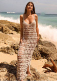 Women sexy hollowed-out sleeveless knitting beach dress
