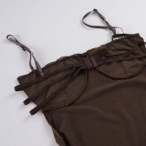 Women Sexy Lace-Up Backless Bow Bodycon Dresses