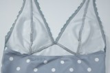 Women Summer Sexy Lace Printed Polka Dot Halter Neck Vest Top