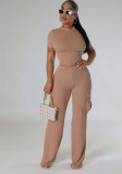 Women Summer Short-Sleeved Top and Wide-Leg Pant Two-Piece Set