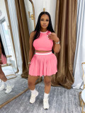 Women Sleeveless Top and Pleated Skirt Two-Piece Set
