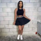 Women Sleeveless Top and Pleated Skirt Two-Piece Set