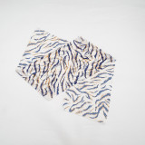 Women Summer Striped Print Mesh Headband Drawstring Lantern Sleeve Dress