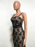 Women backless lace-up maxi dress