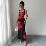 Women summer Halter Neck print dress