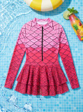 Women Bikini Mesh Patchwork Zipper Printed One-Piece Swimwear