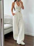 Women Summer Women Tie Vest and Two-piece Pant Set