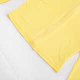 Women Hooded Long-Sleeved Zipper Top and Gathered Three-Piece Pants Two-Piece Set