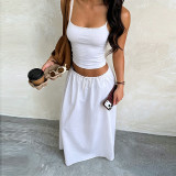 Women Sexy Strapless Crop Top and Skirt Two-piece Set