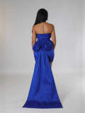 Women Detachable Large Bow Strapless Backless Formal Party Dress