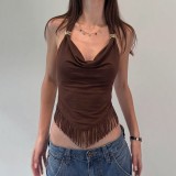 Women French Summer Lace-up Sexy Halter Neck Top