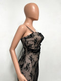 Women backless lace-up maxi dress