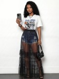 Women Summer Mesh Cake Skirt
