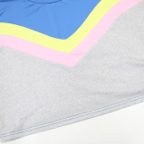 Women Casual Color Block Round Neck Top and Pant Two-Piece Set