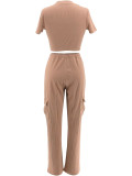 Women Summer Short-Sleeved Top and Wide-Leg Pant Two-Piece Set