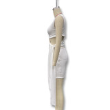 Women summer Slash Shoulder sexy hollowed-out tie-up Knot Bodycon dress