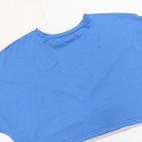 Women Casual Color Block Round Neck Top and Pant Two-Piece Set