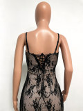 Women backless lace-up maxi dress