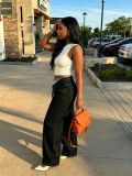 Asymmetric Waist Metal Buckle Detachable 3-Way Wear Denim Pants