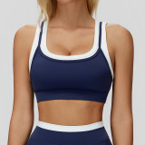 Fake Two-Piece Ribbed Contrast Color Yoga Running Fitness Sports Bra