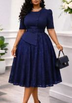 Women's Summer Plus Size Fashion Lace Patchwork Fake Two-Piece Dress Women's Summer Plus Size Fashion Lace Patchwork Fake Two-Piece Dress