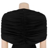 Women's Elegant Fashion Ruched Textured Solid Color Wide Leg Jumpsuit