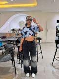 Streetwear Ripped Patched Straight Denim Pants
