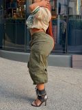 Women's Solid Color Cargo Streetwear Fashion Casual Multi-Pocket Cropped Pants